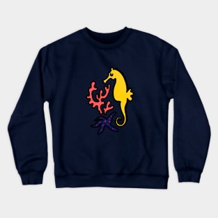 Seahorse and coral illustration Crewneck Sweatshirt